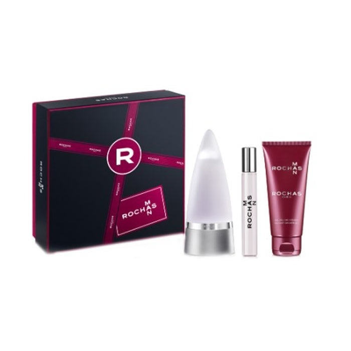 Rochas Man Eau De Toilette Spray 100ml Set 3 Artikel